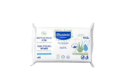 Mustela Salviette All'acqua In Cotone Bio 60 Pezzi