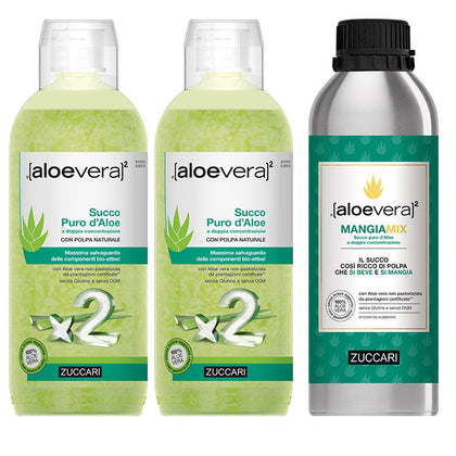 ALOEVERA2 SUCCO PURO 2L+MANGIAMIX 1L