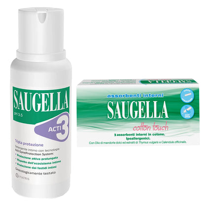 Saugella Acti3 250ml + 3 Assorbenti Interni