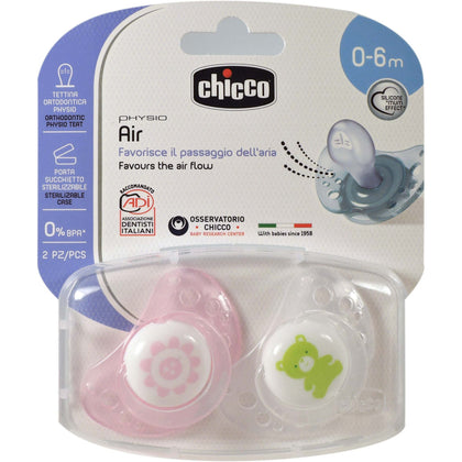 Chicco Succhietto Air Girl Silicone 0-6m 2 Pezzi