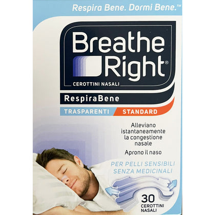 Breathe Right Cerotti Nasali Trasparenti Standad 30 Pezzi